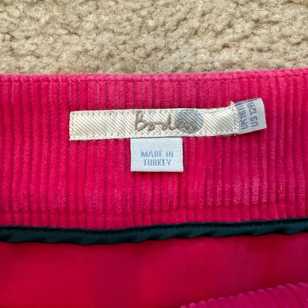 Boden Hot Pink Corduroy Mini Skirt with Buckle Straps